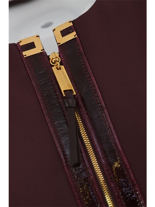 Abito doppio crepe con dettagli craquele' Merlot Elisabetta Franchi | AB80656E2EA4